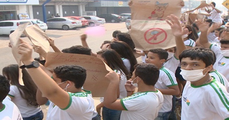 Estudantes fazem protesto contra queimadas