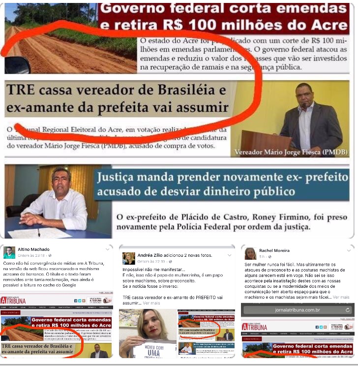 Jornal Acreano faz manchete Machista e revolta internautas