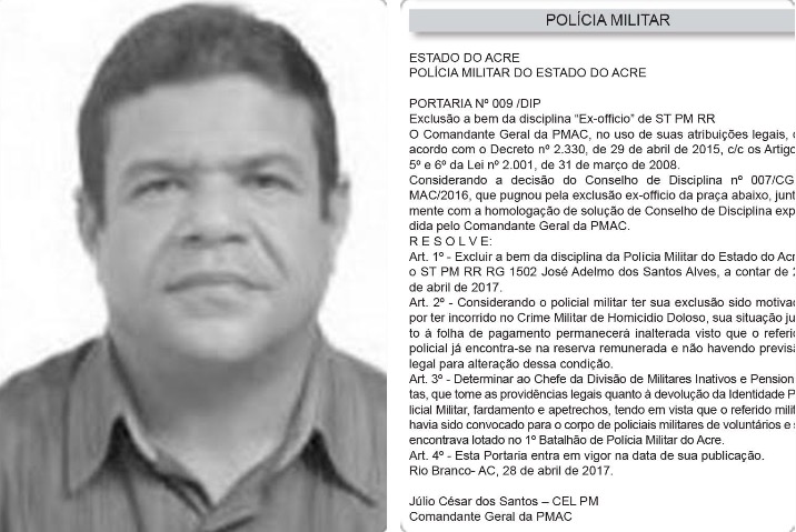 PM que matou colega dentro do quartel é expulso da corporação