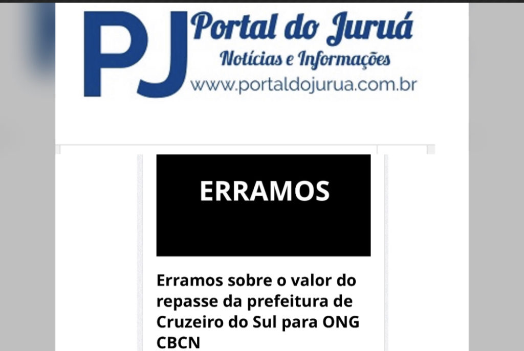 Após divulgar falsa informação sobre a Prefeitura de Cruzeiro do Sul, site se retrata publicamente