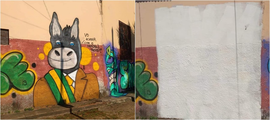 Grafite em ‘homenagem’ a Bolsonaro é apagada em Cruzeiro do Sul