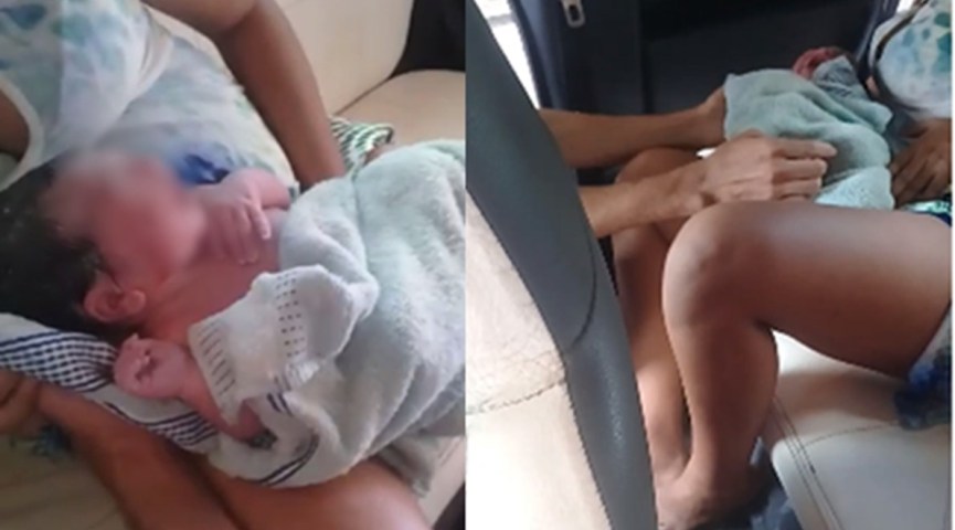 Vídeo: No AC, mulher dá à luz em carro depois de pedir carona para a maternidade