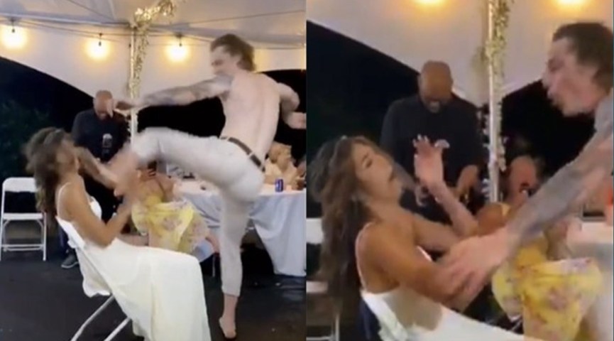 Noivo acaba com festa de casamento ao acertar chute na cara da noiva
