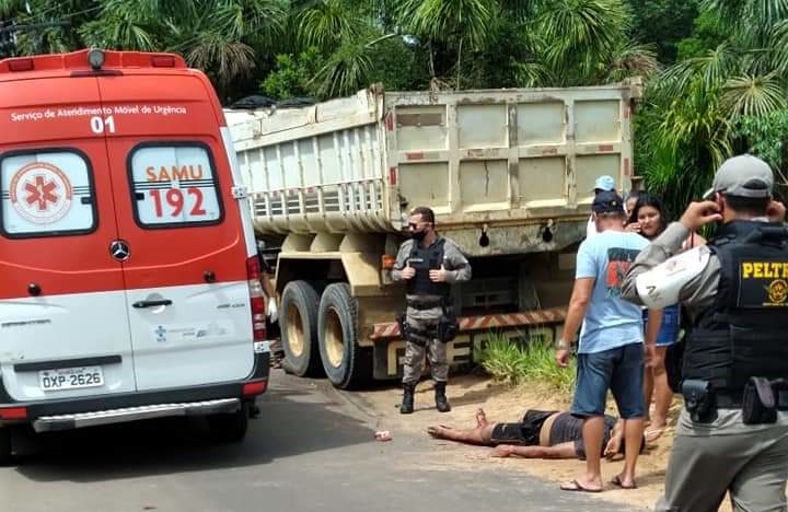 Acidente grave envolvendo caminhão deixa motociclista ferido na estrada velha do aeroporto