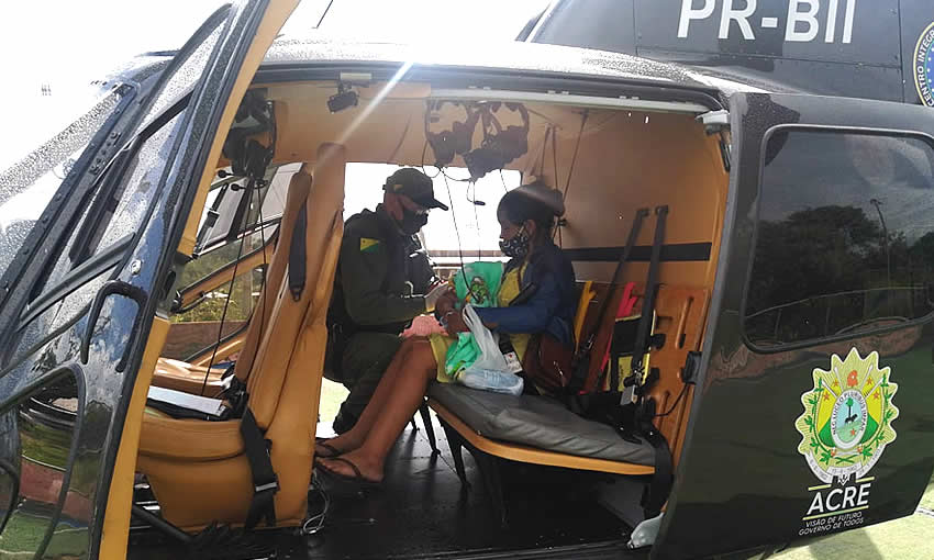 Helicóptero resgata recém-nascido em Marechal Thaumaturgo
