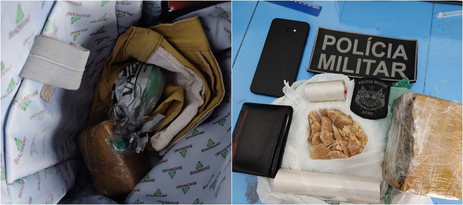 PM prede homens que transportavam quase meio quilo de pasta base de cocaína em Marechal Thaumaturgo