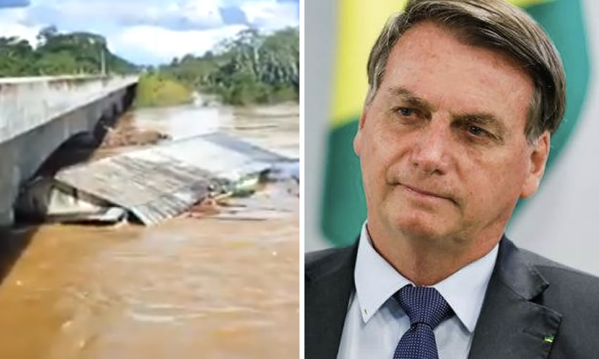 Presidente Jair Bolsonaro faz apelo ao Acre com imagem de enchente de 8 anos atrás