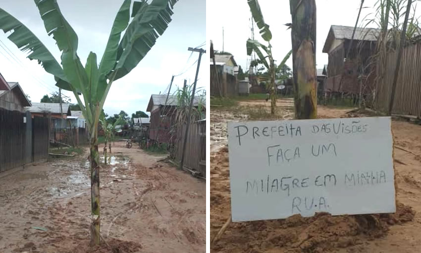 “Prefeita das visões, faça um milagre em minha rua”, dizem moradores de Tarauacá