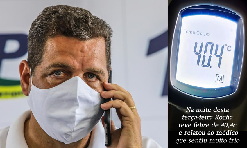 Com Covid-19, Rocha apresenta sintomas de febre, mas pulmões e saturação estão normais