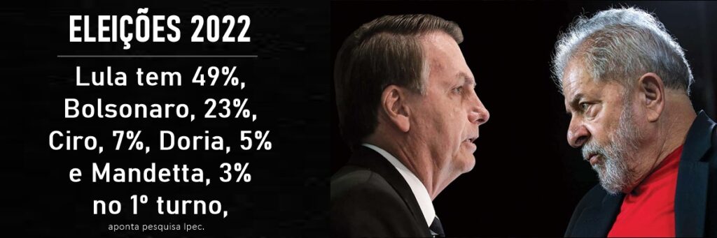 Lula tem 49%, Bolsonaro, 23%, Ciro, 7%, Doria, 5% e Mandetta, 3% no 1º turno, aponta pesquisa Ipec