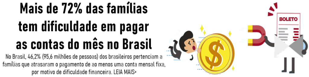 Mais de 72% das famílias tem dificuldade em pagar as contas do mês no Brasil