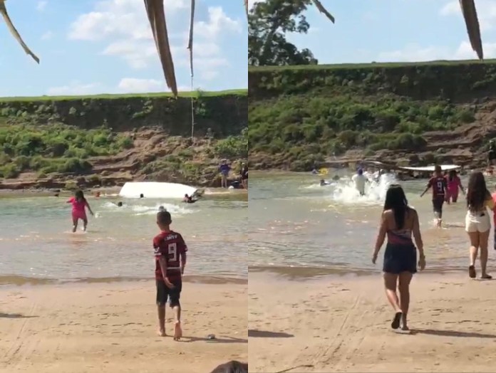 Vídeo: Barco que levava grupo de amigos para fazer luau naufraga ao ser tragado por correnteza no AC