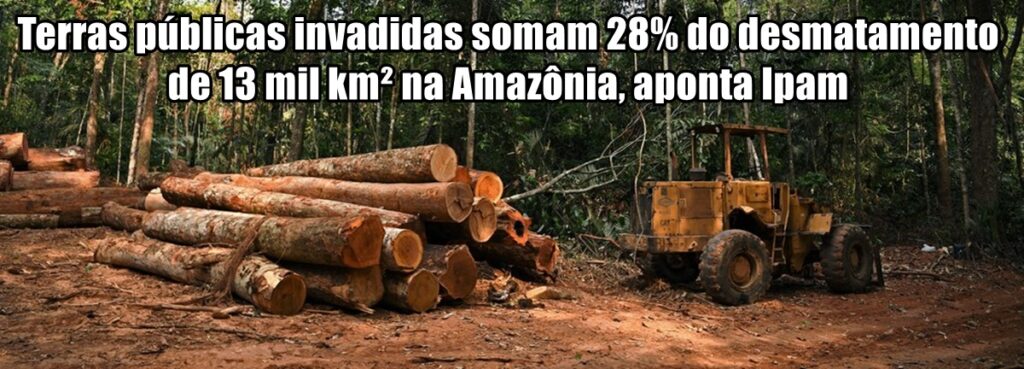 Terras públicas invadidas somam 28% do desmatamento de 13 mil km² na Amazônia, aponta Ipam