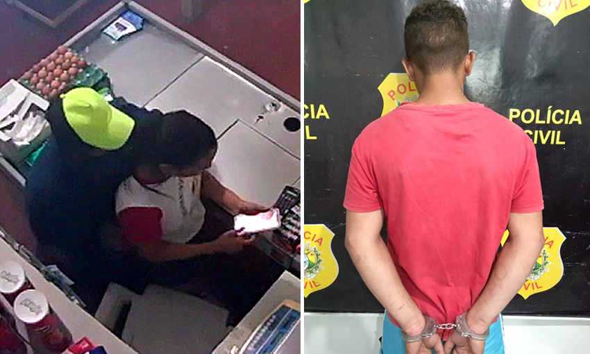 Assaltante que aparece em vídeo roubando comércio é preso em Mâncio Lima