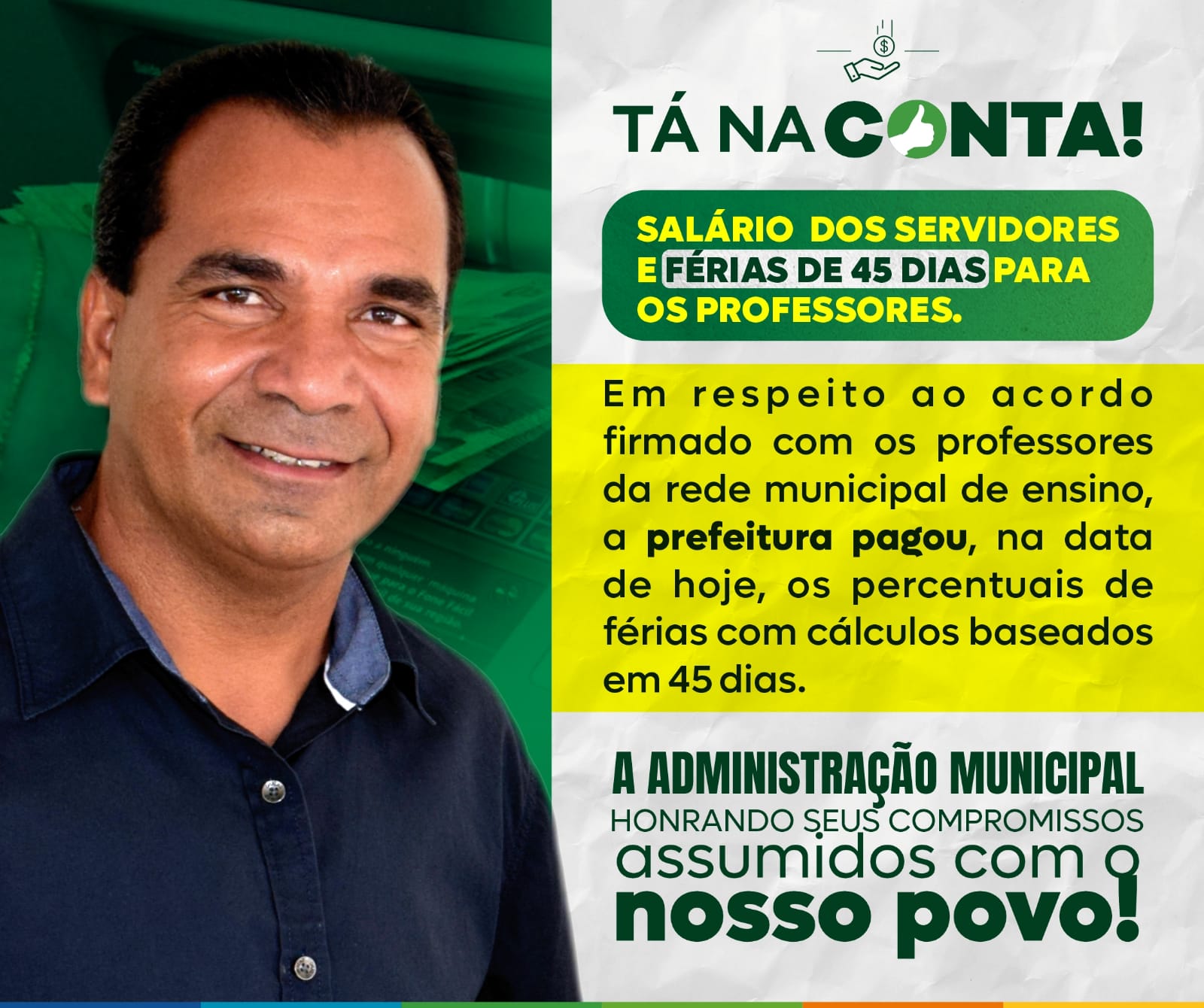 Prefeitura de Rodrigues paga folha salarial