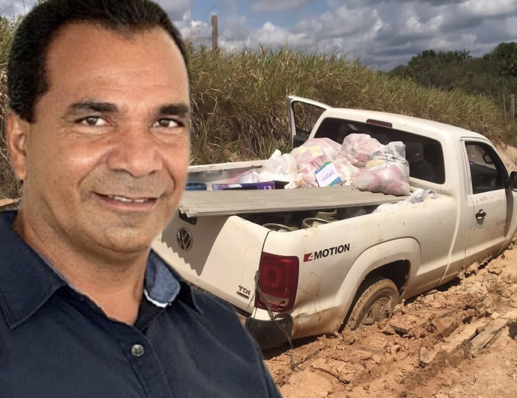 Caminhonete da Prefeitura Municipal de Rodrigues atola em pleno verão na zona rural do município