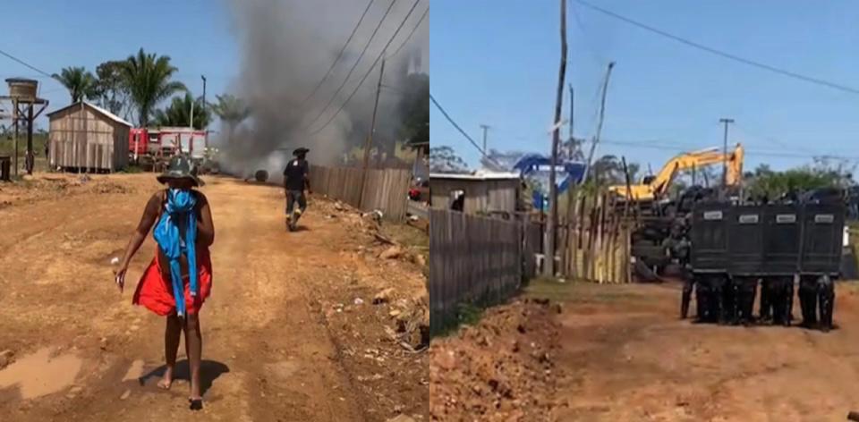 Com uso de spray de pimenta e máquinas, polícia começa retirada de famílias em invasão no Irineu Serra