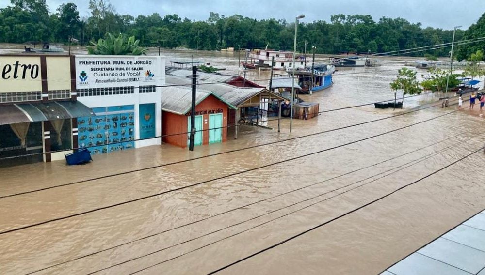 Jordão é a cidade mais crítica no Acre, com 80% da população atingida pela cheia