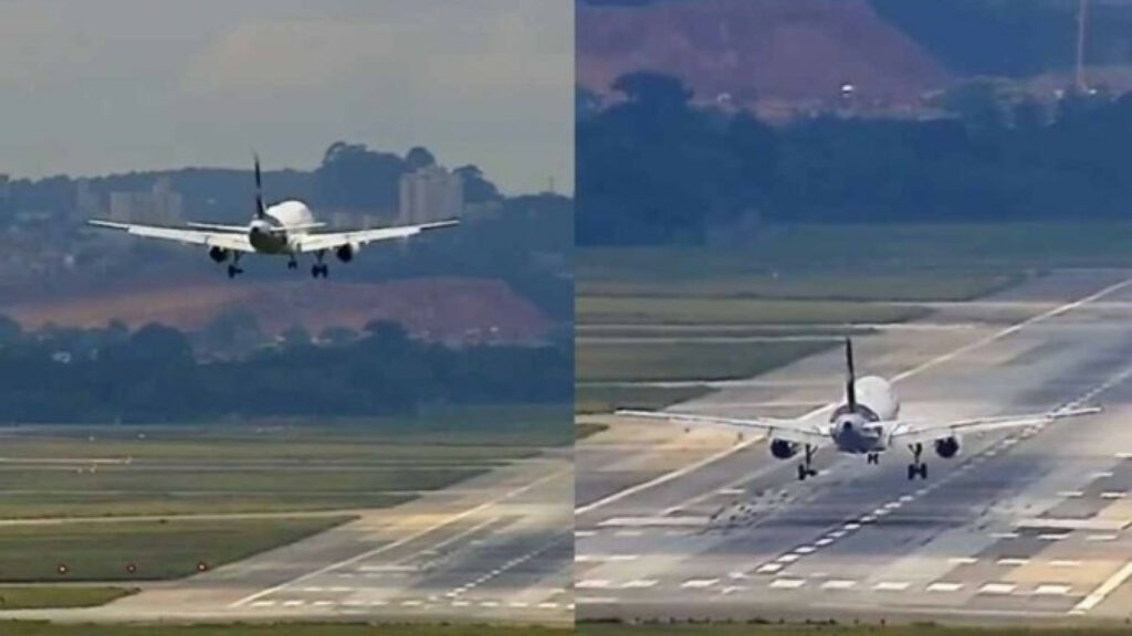 VÍDEO: Avião faz pouso de emergência com uma roda a menos em Guarulhos
