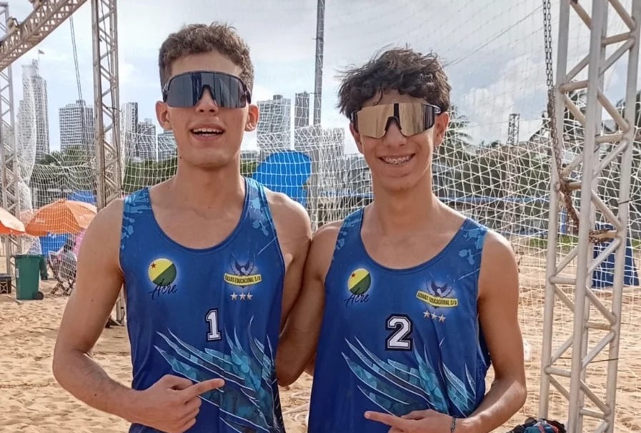 Na Paraíba, dupla acreana chega à semifinal do vôlei de praia nos Jogos da Juventude