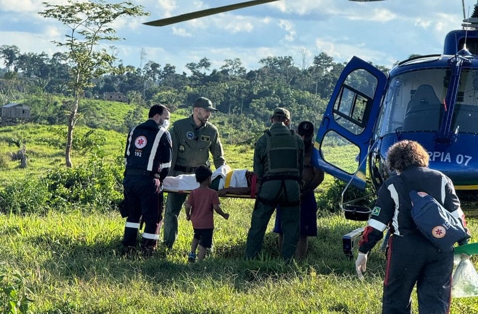 Samu e Ciopaer realizam resgate aéreo de paciente em área de difícil acesso no Acre