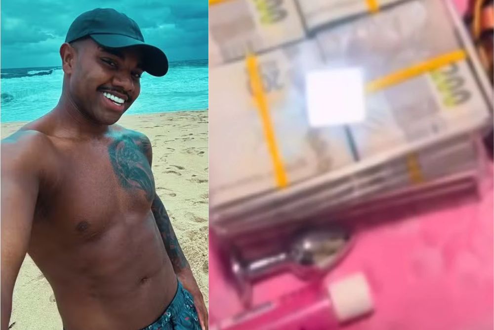 Davi Brito viraliza ao mostrar plug anal e dinheiro falso em vídeo sobre mala de viagem