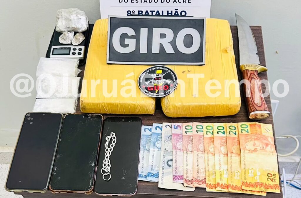 Ação do GIRO do 8º BPM prende dois por tráfico e apreende drogas em Sena Madureira