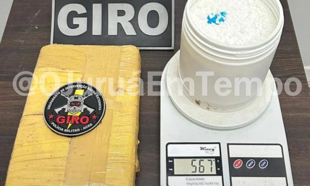GIRO da PM apreende mais de 1 quilo de drogas em Sena Madureira