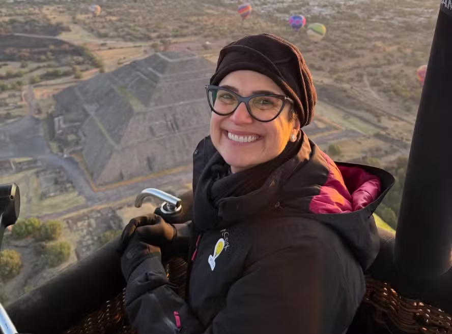 Sandra Annenberg realiza sonho de voar de balão durante gravações do ‘Globo repórter’ no México: ‘Tinha medo’