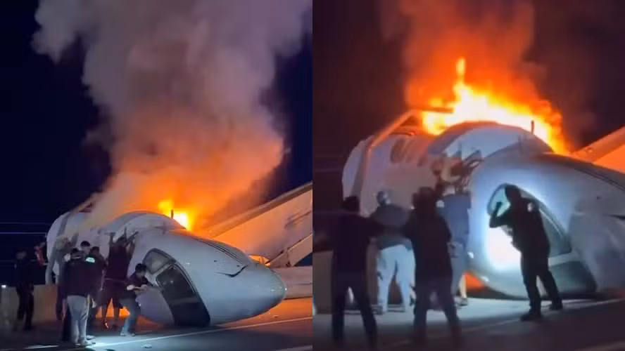 Avião pega fogo e faz pouso forçado em rodovia nos EUA; passageiros são resgatados por motoristas