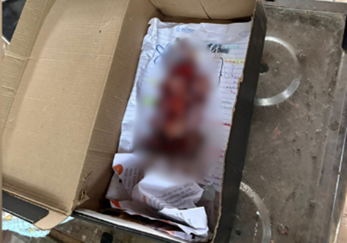 CENA FORTE: feto abandonado é encontrado dentro de caixa de sapatos, em cima de fogão velho
