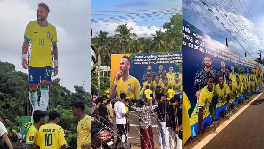 Com outdoor de mais de 100 metros e Neymar ‘gigante’, torcida do Brasil na Índia viraliza e intriga brasileiros