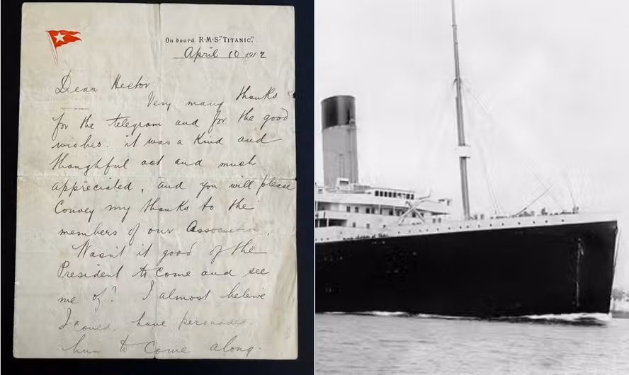 Carta escrita por passageiro do Titanic antes do naufrágio vai a leilão e revela como era a vida a bordo